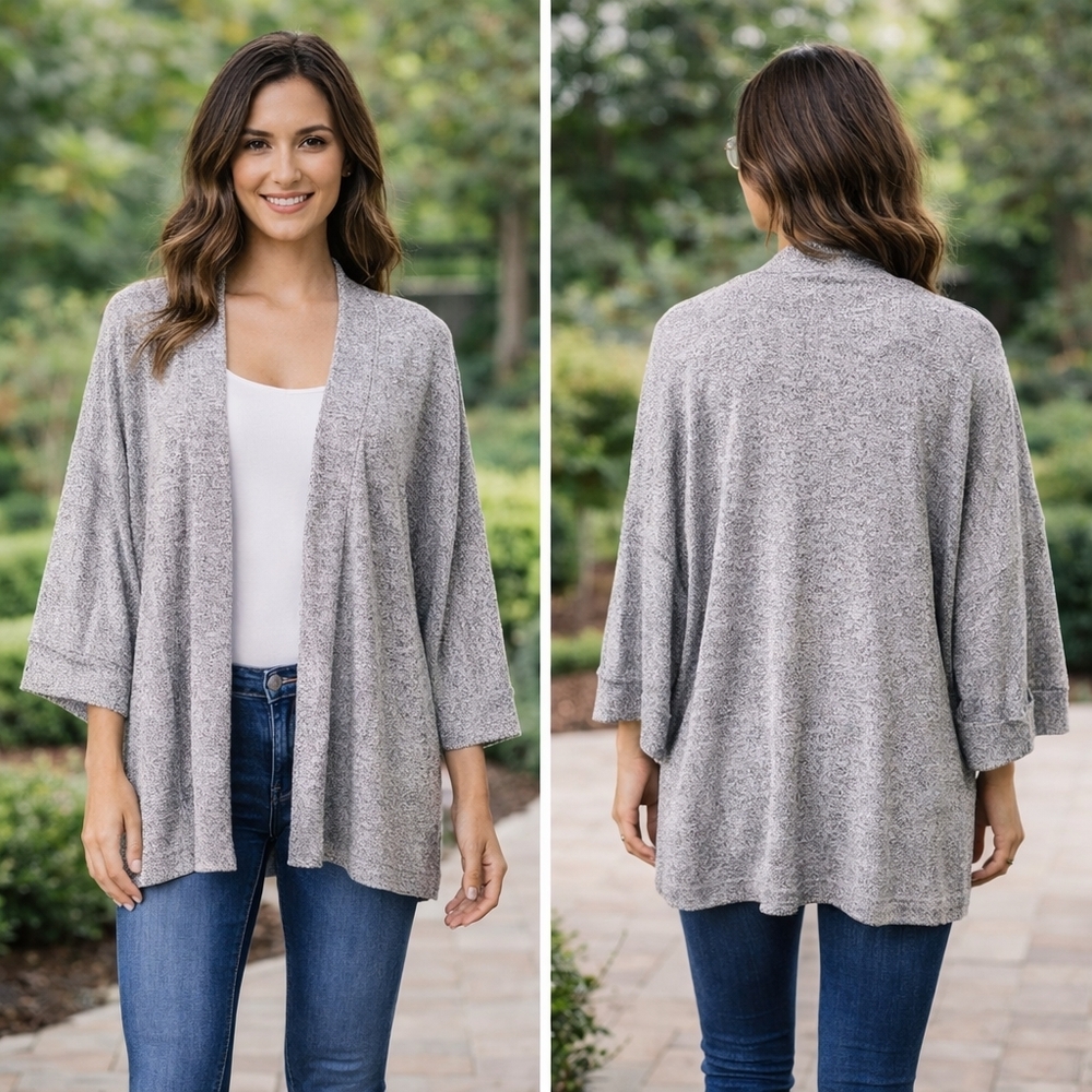 Nally & Millie Open Front Cardigan – Heathered Knit Size Medium NWT - Picture 3 of 13